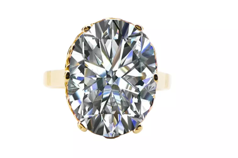 Or jaune 14 carats Zircon Anneau Artisanat vintage vrc130y